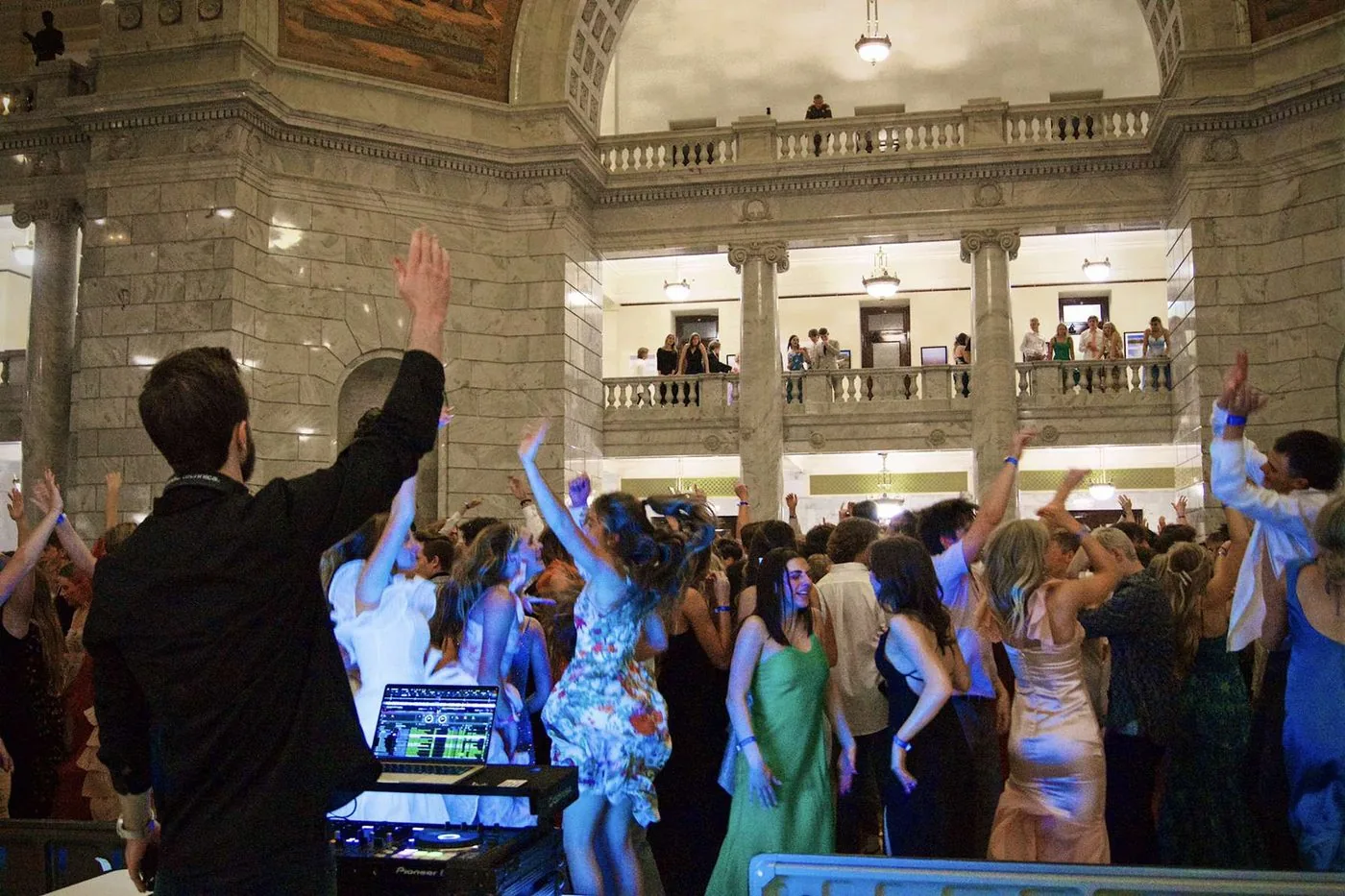 DJ setup at the Utah State Capitol with 400 guests